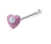 Pink Heart Bone Nose Stud NSKD-784 